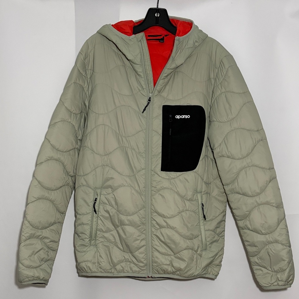 Aparso Mens Quilted Ripstop Lightweight Hooded Jacket Size Medium